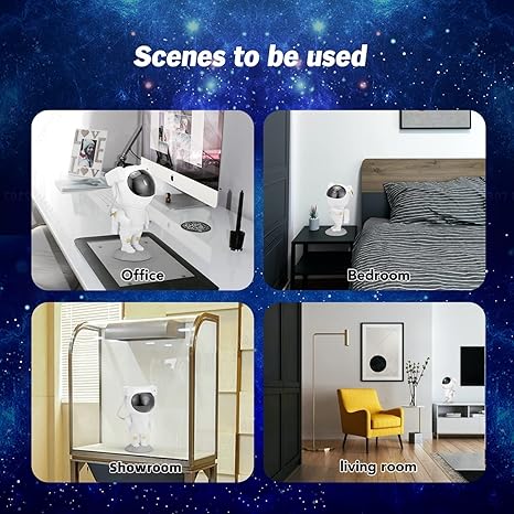 Astronaut Galaxy Projector 360° Adjustable Night Light Lamp With Remote Control Spaceman Suitable For Gaming Room,Home Theater,Kids Adult Bedroom And Birthday - Plastic, Led, White