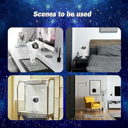 Astronaut Galaxy Projector 360° Adjustable Night Light Lamp With Remote Control Spaceman Suitable For Gaming Room,Home Theater,Kids Adult Bedroom And Birthday - Plastic, Led, White