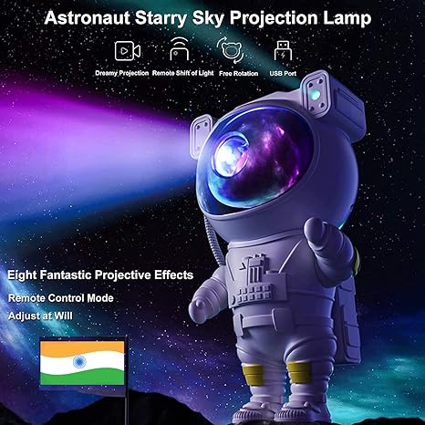 Astronaut Galaxy Projector 360° Adjustable Night Light Lamp With Remote Control Spaceman Suitable For Gaming Room,Home Theater,Kids Adult Bedroom And Birthday - Plastic, Led, White