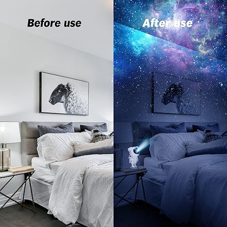 Astronaut Galaxy Projector 360° Adjustable Night Light Lamp With Remote Control Spaceman Suitable For Gaming Room,Home Theater,Kids Adult Bedroom And Birthday - Plastic, Led, White