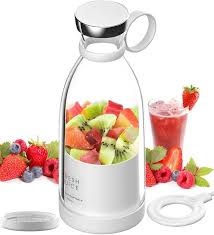 Portable Mini Juicer Cup Blender USB Rechargeable with Blades for Shakes and Smoothies Fruits Vegetables Juice Maker Grinder Mixer Strong Cutting Bottle Sports Travel Outdoors Gym (muticolor)